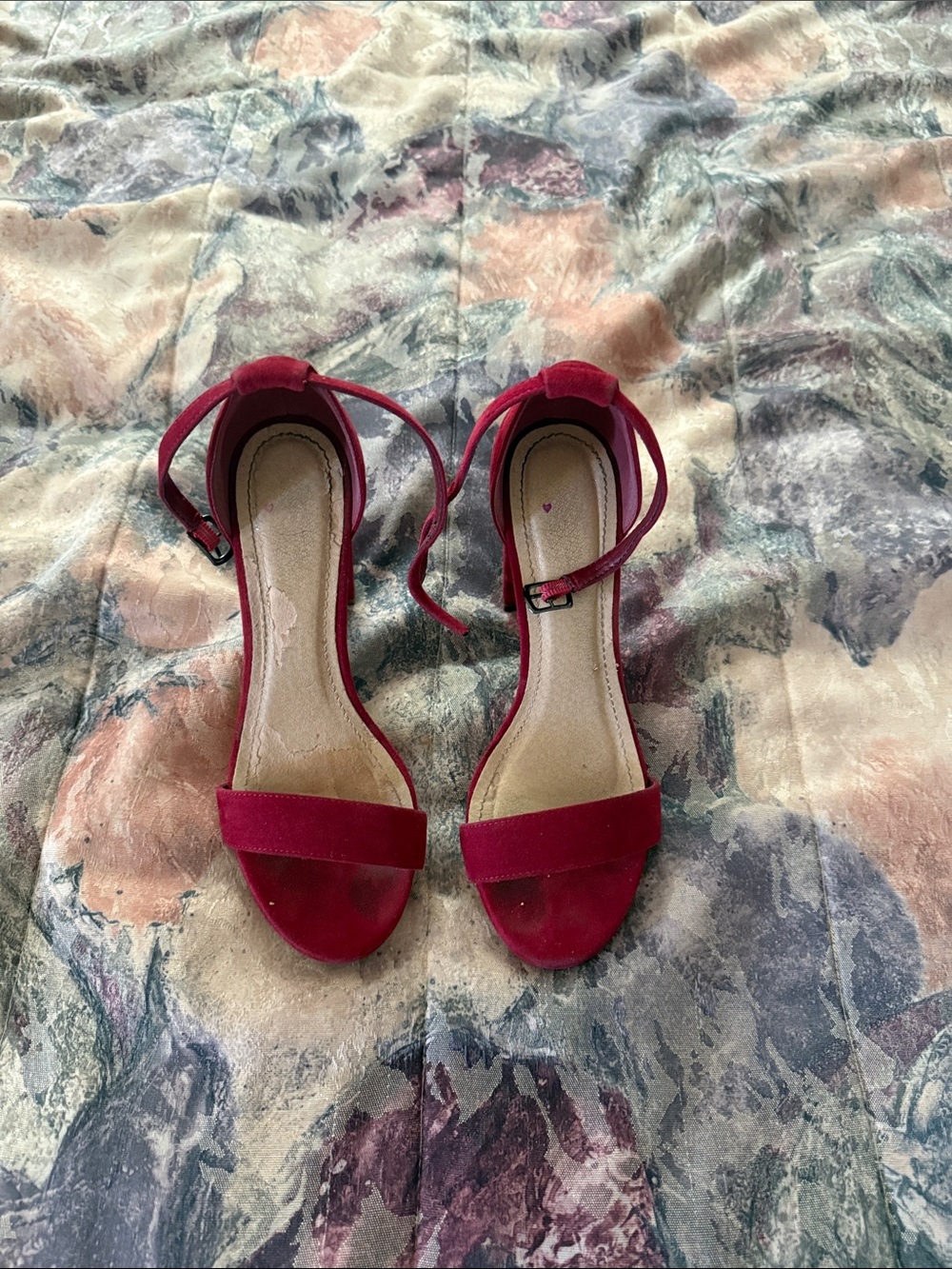 Women’s Red Ankle-Strap Open-Toe Heels